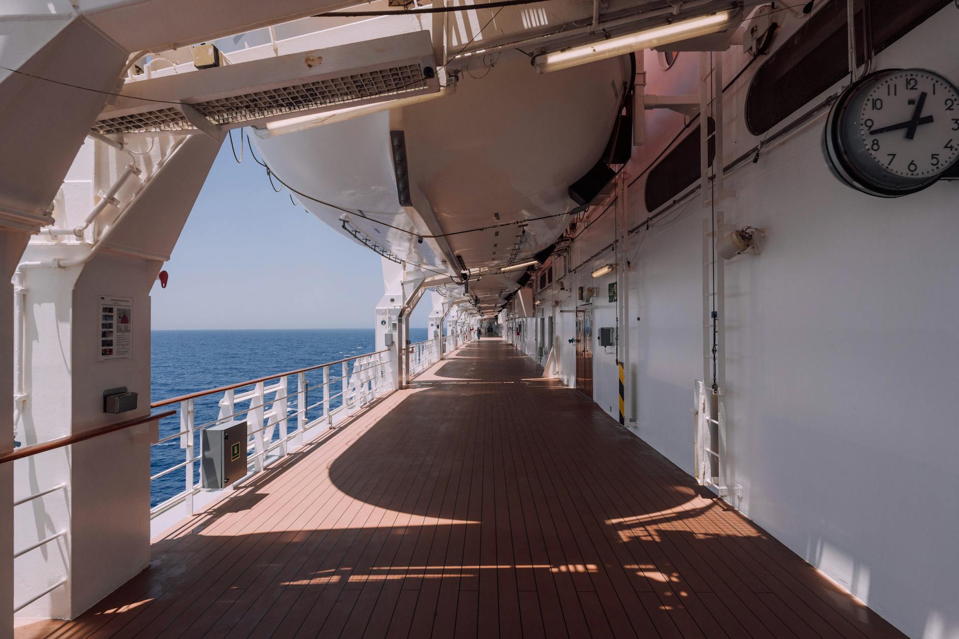 Cruise ship deck calm ocean sea